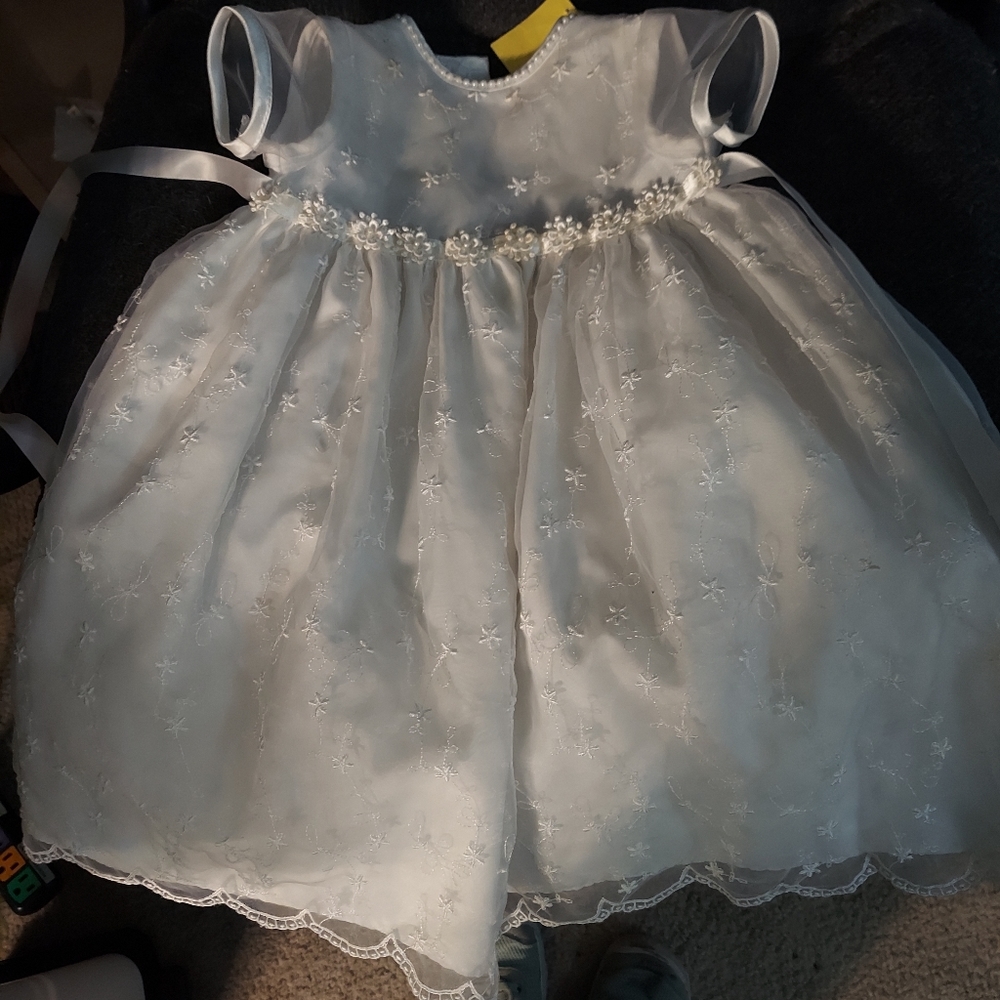 White special occasion baby dress size 6  - 9 months